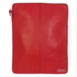 COACH RED GENUINE LEATHER TABLET HOLDER CASE